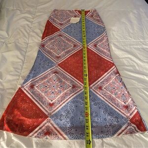 Red and Blue Paisley Pencil Skirt